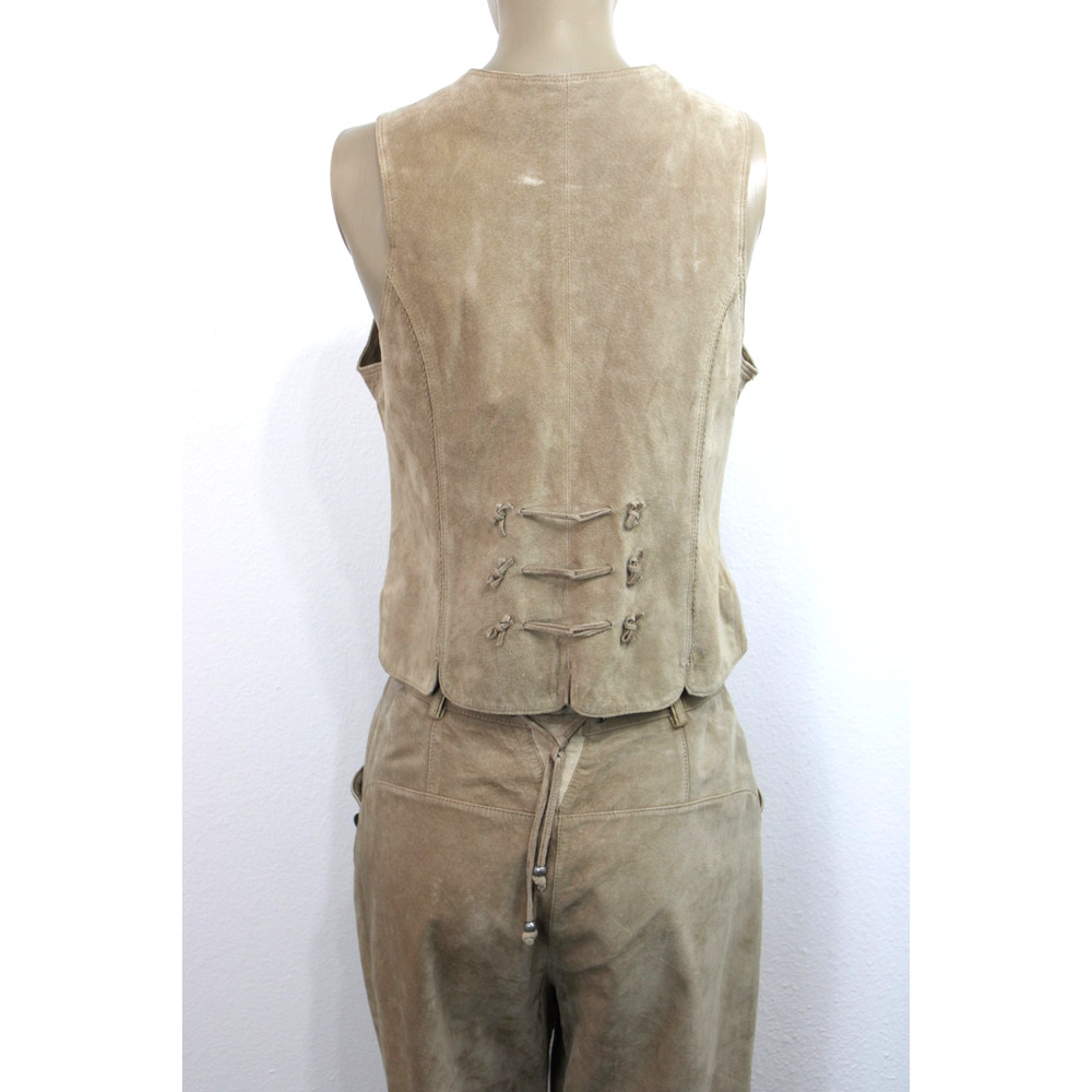 Vintage LANDHAUS & C&A Oktoberfest Suede Leather Pants & Vest Set Size UK 12/14 - Picture 6 of 16